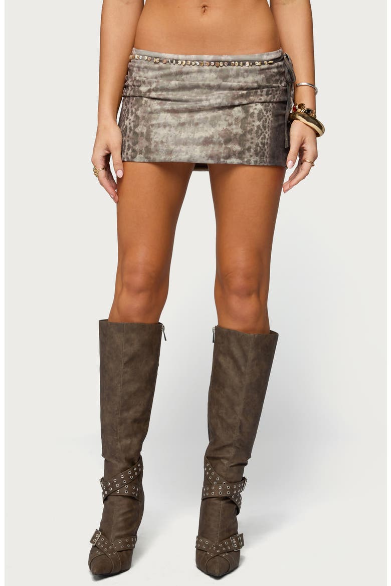 Teresa Printed Mesh Miniskirt, Main, color, BROWN