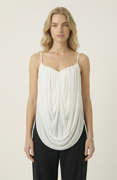 Draped Sweetheart Chiffon Camisole Top