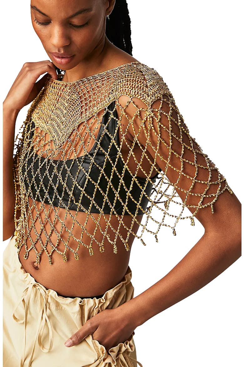 Beaded Capelet, Alternate, color, GOLD