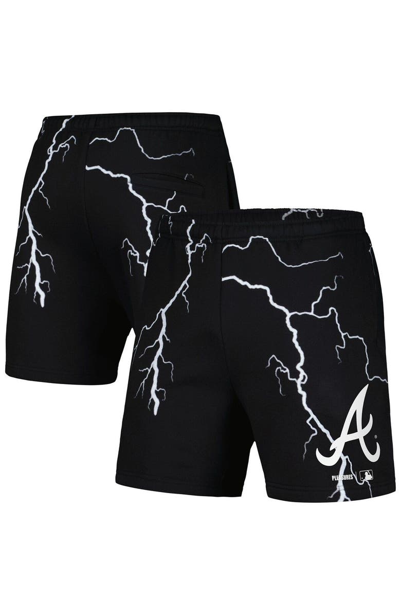 PLEASURES Men's PLEASURES Black Atlanta Braves Lightning Shorts, Main, color,