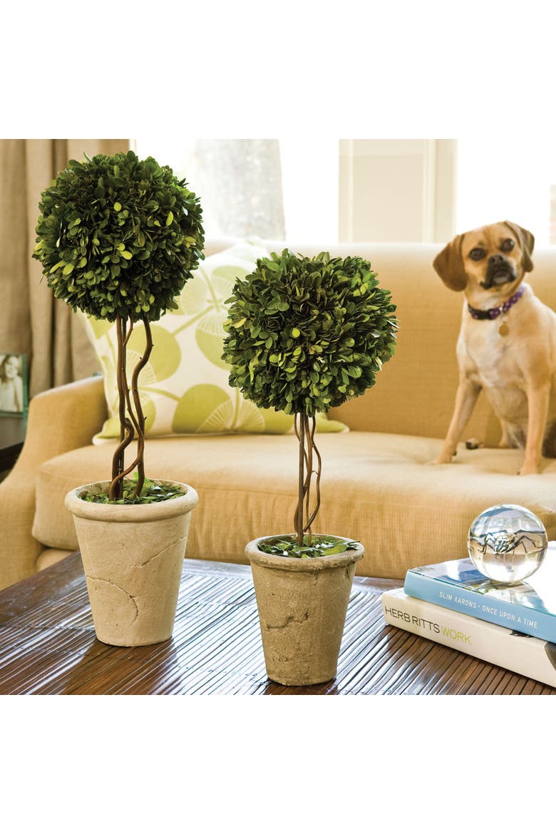 Boxwood Single Faux (Fake) Sphere Topiary 18.5", Alternate, color, Green