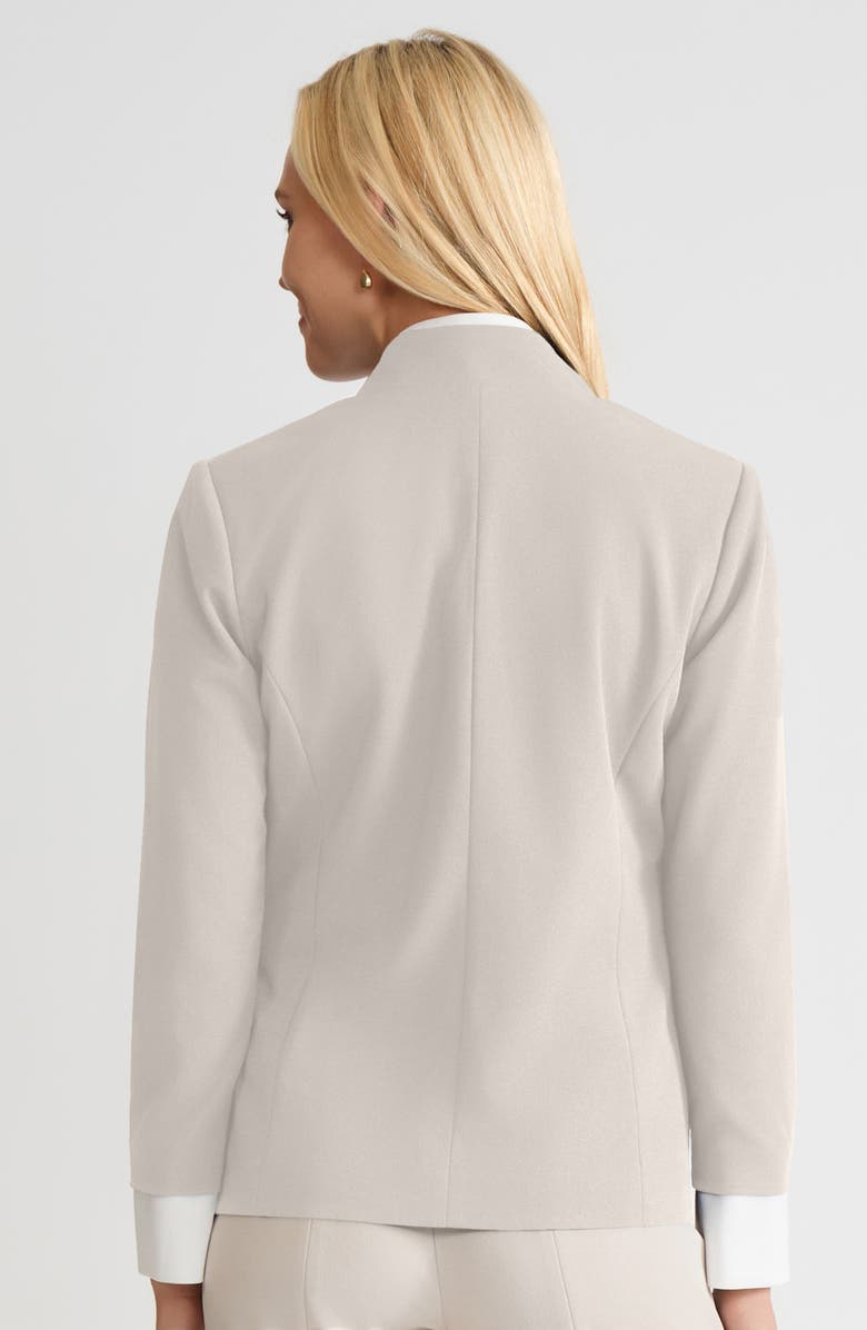 Ming Wang Tailored Two-Toned Stretch Deco Crepe Blazer, Alternate, color, Limestone/White