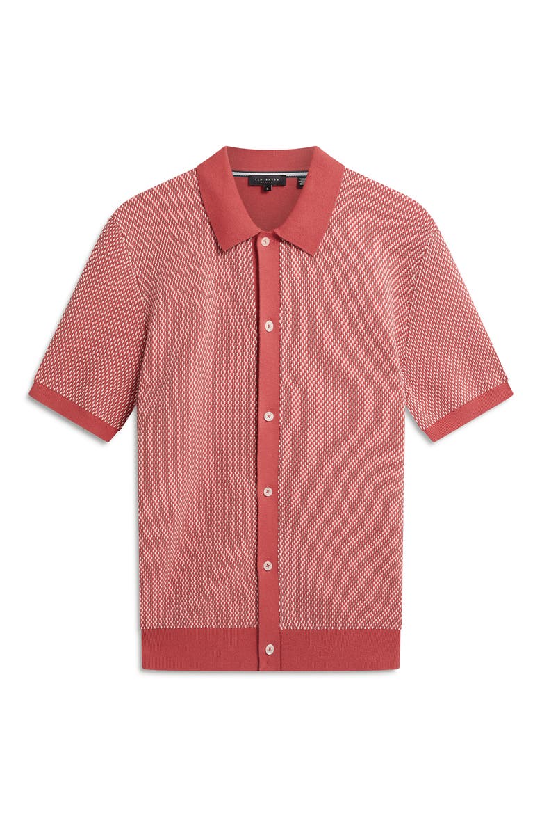 Noliva Short Sleeve Cotton Button-Up Shirt, Alternate, color, RED