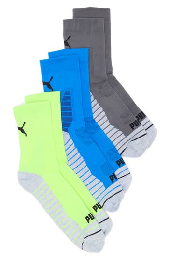 Puma 3-pack Terry Low Crew Socks In Bright Yellow
