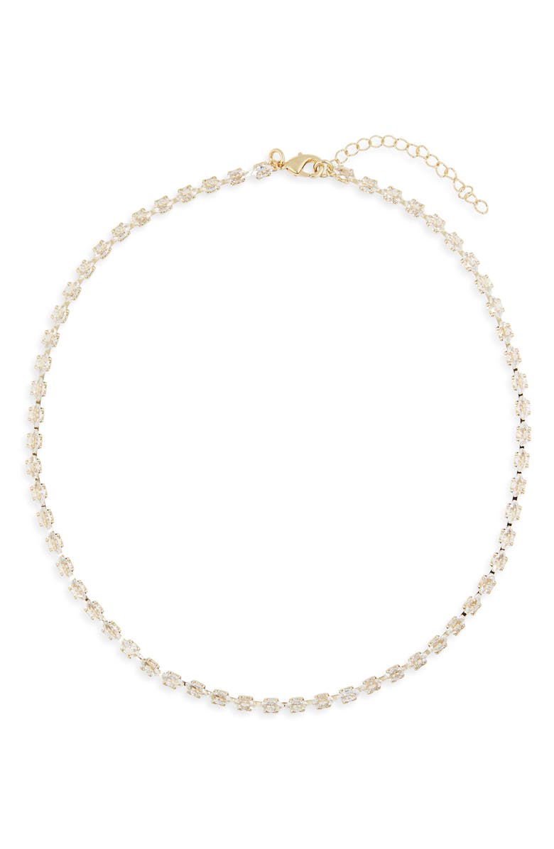 NORDSTROM RACK Marquise CZ Tennis Necklace, Main, color, Clear- Gold