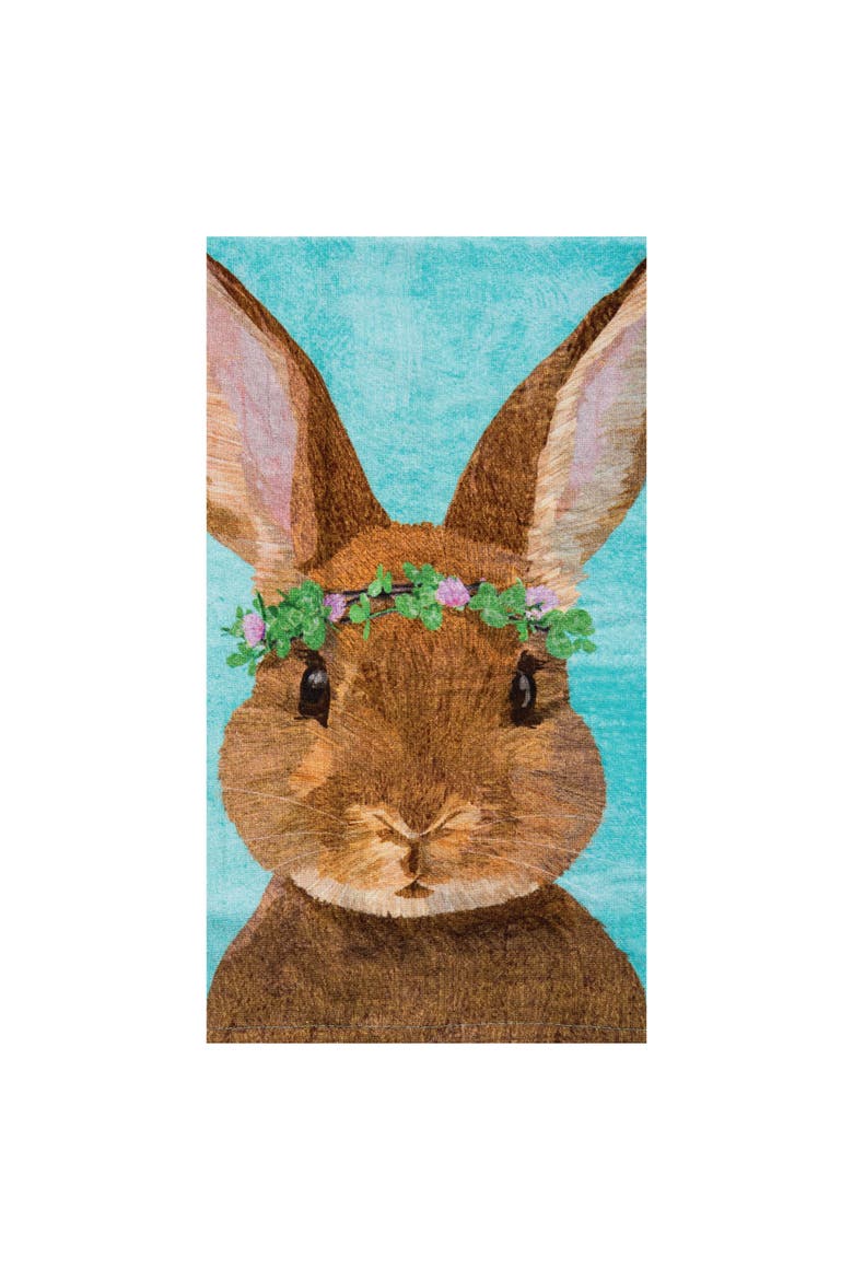 Clover Easter Bunny Rabbit Spring Printed Flour Sack Kitchen Dishtowel, Main, color, Blue