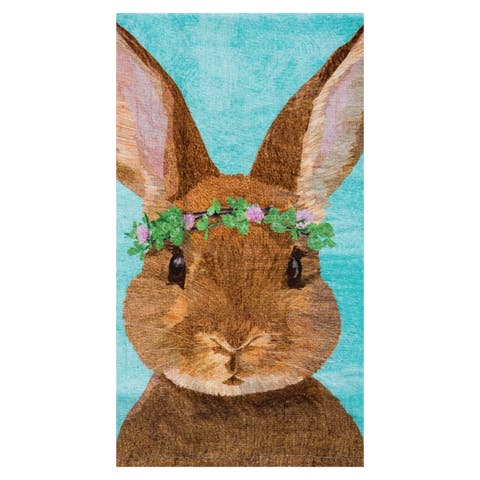 Clover Easter Bunny Rabbit Spring Printed Flour Sack Kitchen Dishtowel