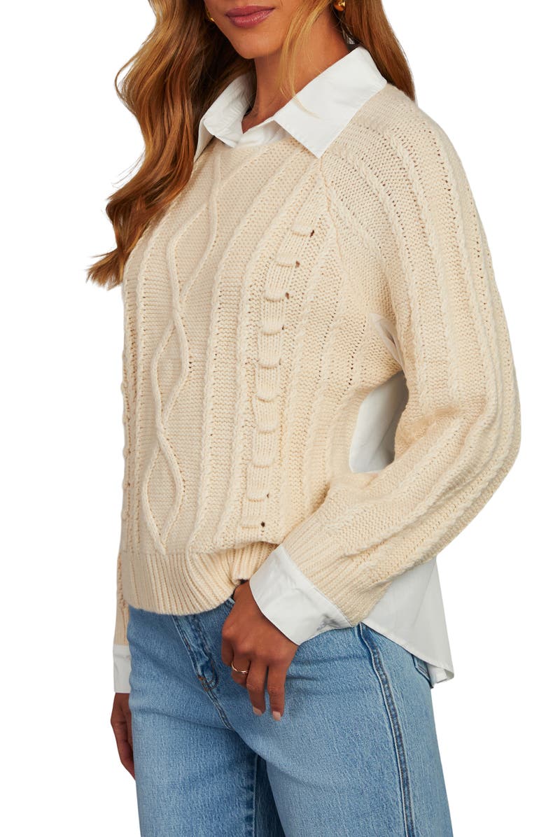 VICI Collection Teacher's Pet Mixed Media Cable Sweater, Main, color, 