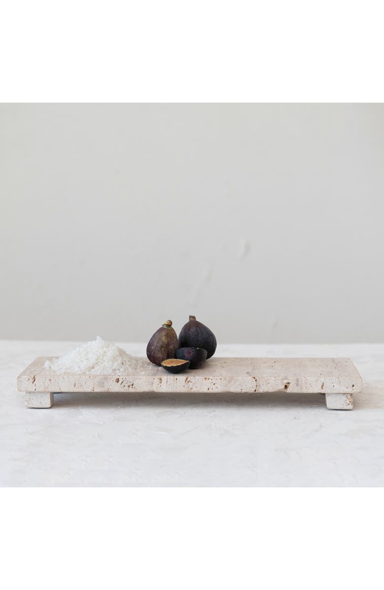 Storied Home Scandinavian Travertine Footed Charcuterie Board, Beige, Alternate, color, Natural
