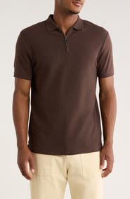 Cactus Man Texture Zip Polo