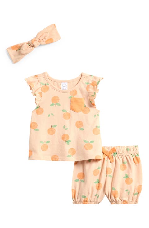 3-Piece Flutter Sleeve Top, Shorts & Headband Set (Baby)