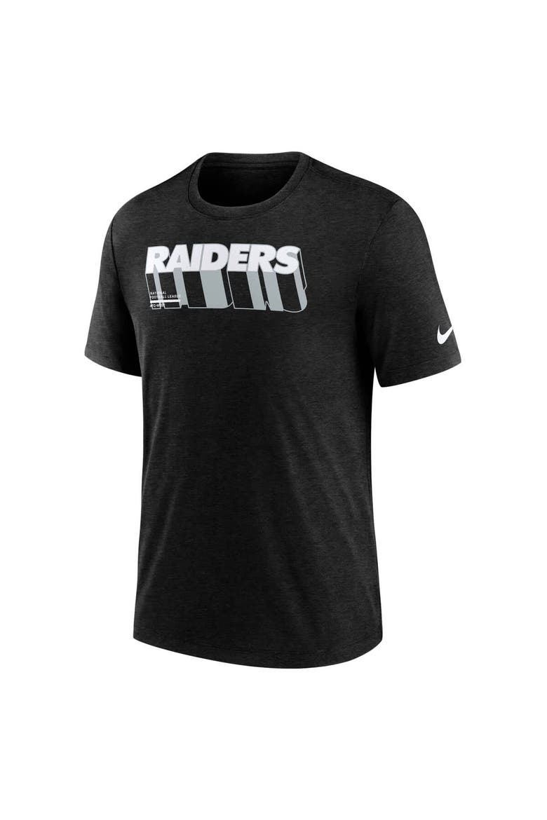Men's Nike Heather Black Las Vegas Raiders Long Pass Tri-Blend T-Shirt, Alternate, color, Heather Black