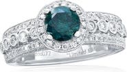 SOUZANA by Suzy Levian 14K White Gold 0.88ct Blue Diamond & 0.77cttw Diamond Ring