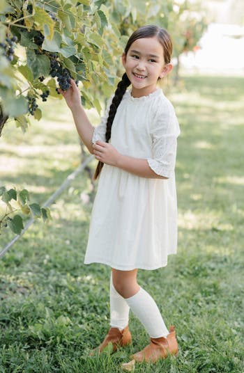 Kids' Organic Flutter Sleeve Tiered Eyelet Dress