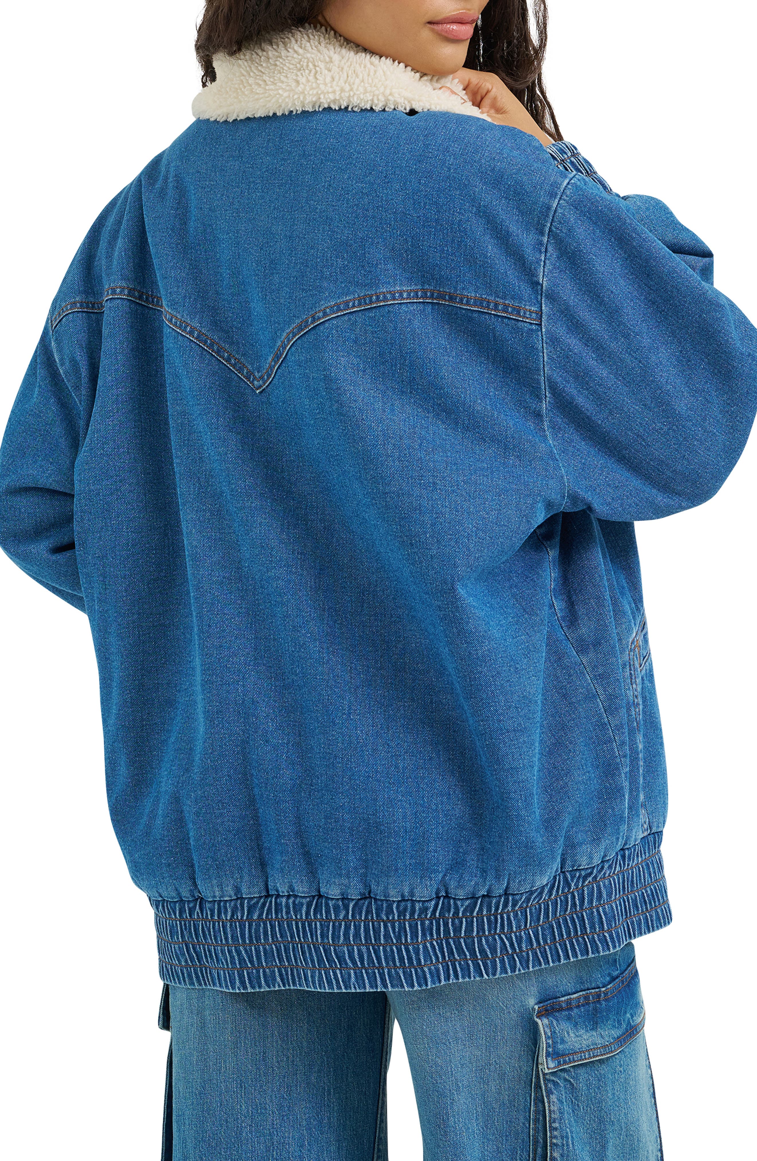 Oversize Denim Bomber Jacket - image 2