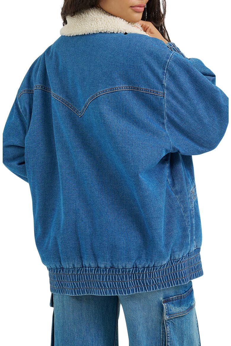 Oversize Denim Bomber Jacket, Alternate, color, AZURITE