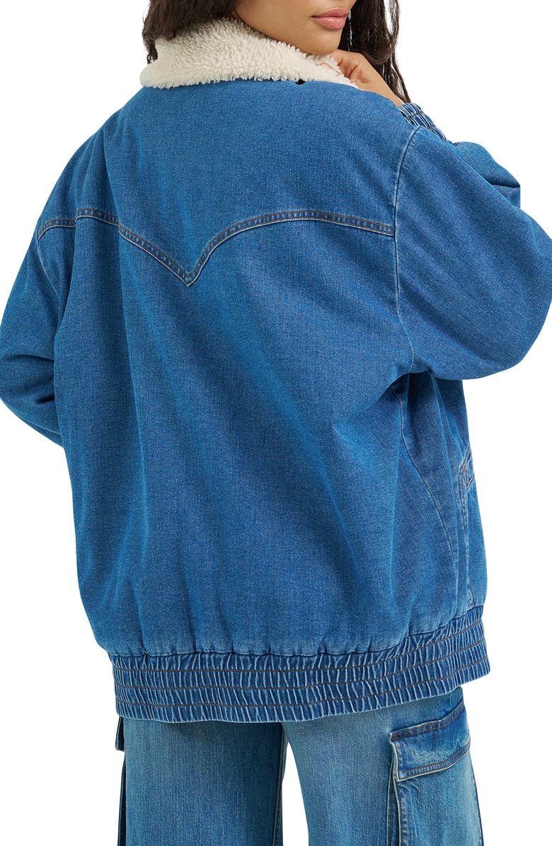 Wrangler Oversize Denim Bomber Jacket, Alternate, color, Azurite