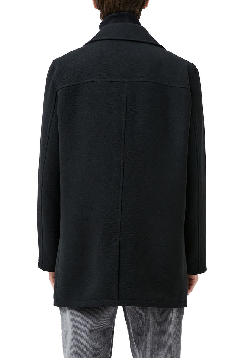 French Connection Water Repellent Black Felted Twill Peacoat, Alternate, color, 