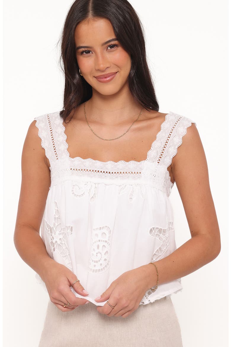 Aideen Sleeveless Eyelet Top, Alternate, color, WHITE SHELL