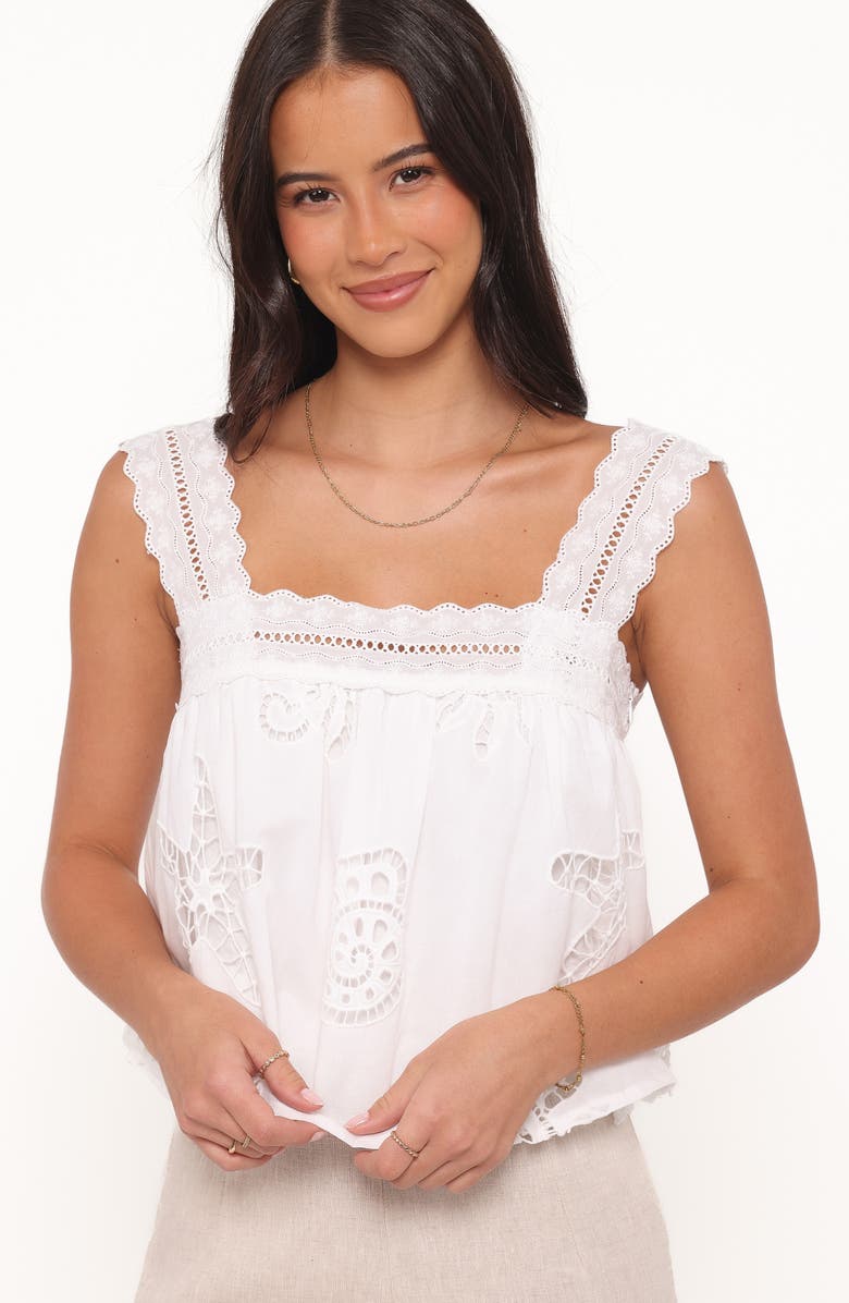 Petal & Pup Aideen Sleeveless Eyelet Top, Alternate, color, White Shell