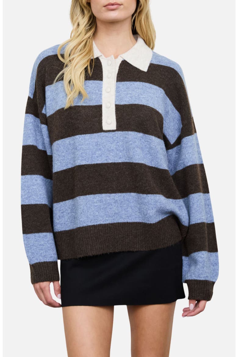 Stripe Polo Sweater, Main, color, DUSTY BLUE MULTI