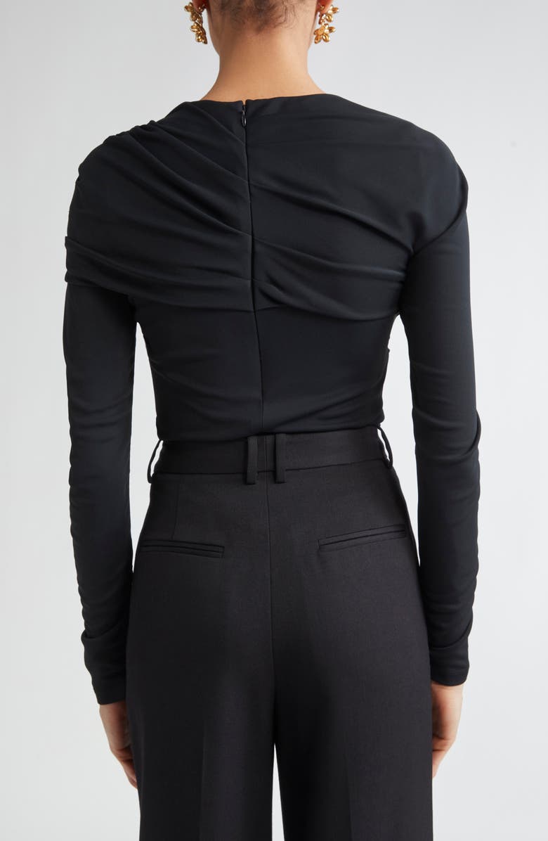 Carolina Herrera Draped Long Sleeve Jersey Top, Alternate, color, 