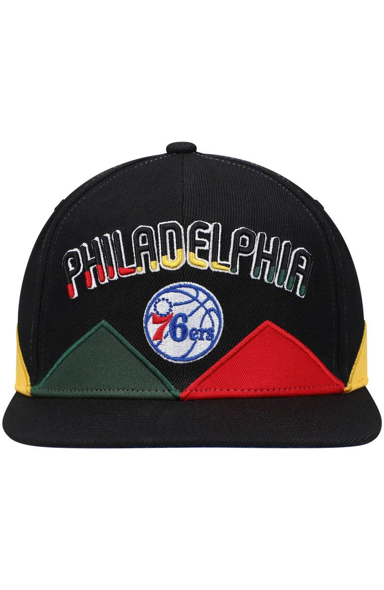 Mitchell & Ness Men's Mitchell & Ness Black Philadelphia 76ers Black History Month Snapback Hat, Alternate, color, Black