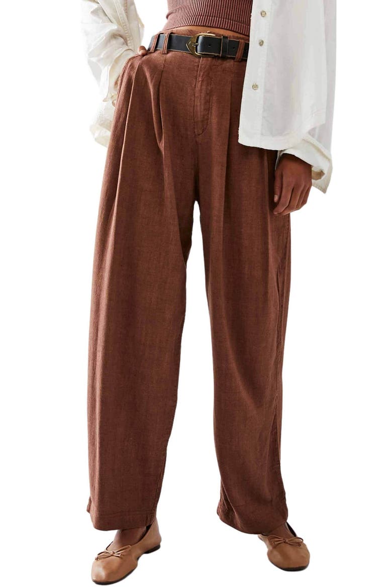 Calla Pleated Trousers, Main, color, COGNAC