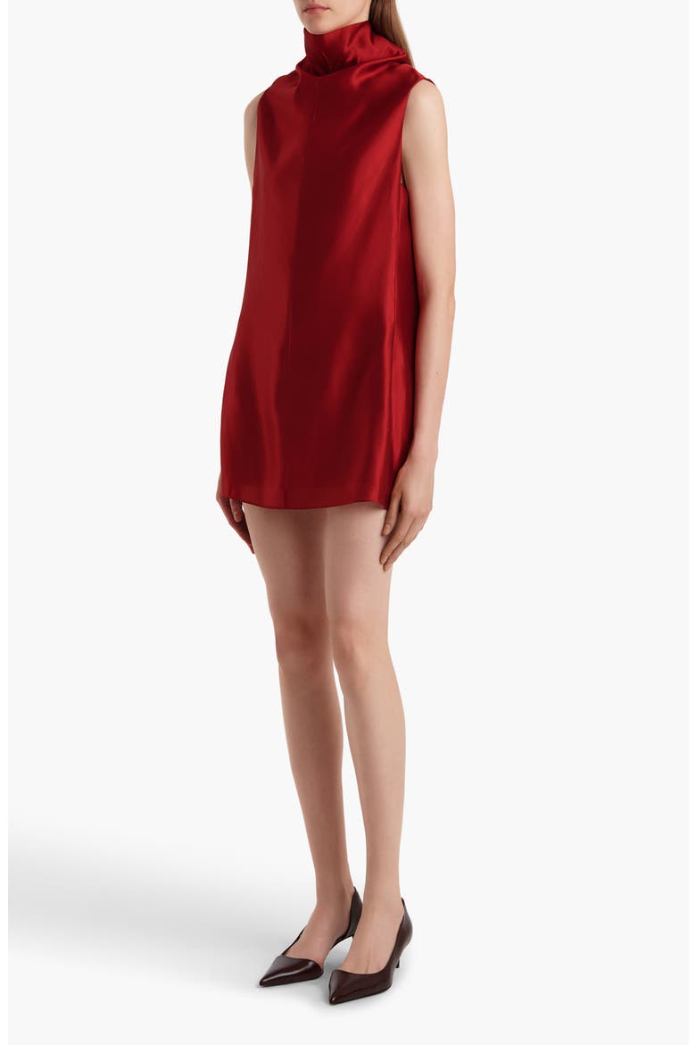 Daria Funnel Neck Satin Minidress, Alternate, color, CRIMSON