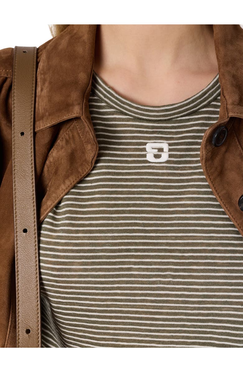 GERARD DAREL Melva Linen Blend Striped T-Shirt, Alternate, color, Khaki Green