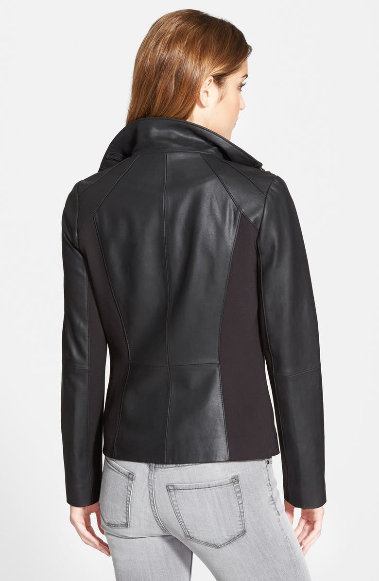 T Tahari 'Angelina' Zip Collar Leather Jacket, Alternate, color, 