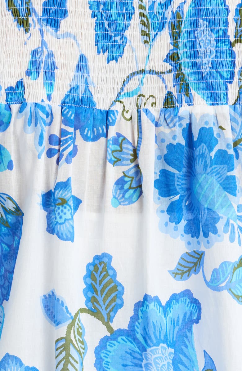 SUGARLIPS Samian Floral Romy Mock Neck Top, Alternate, color, White-Blue-Green