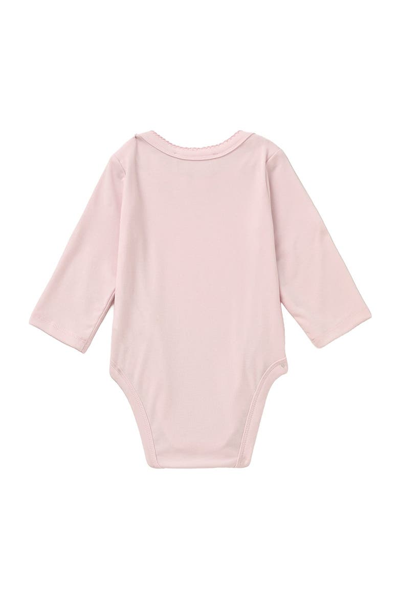 Whimsical Wildflower Long Sleeve Solid Scalloped Trim Bodysuit, Alternate, color, Pink