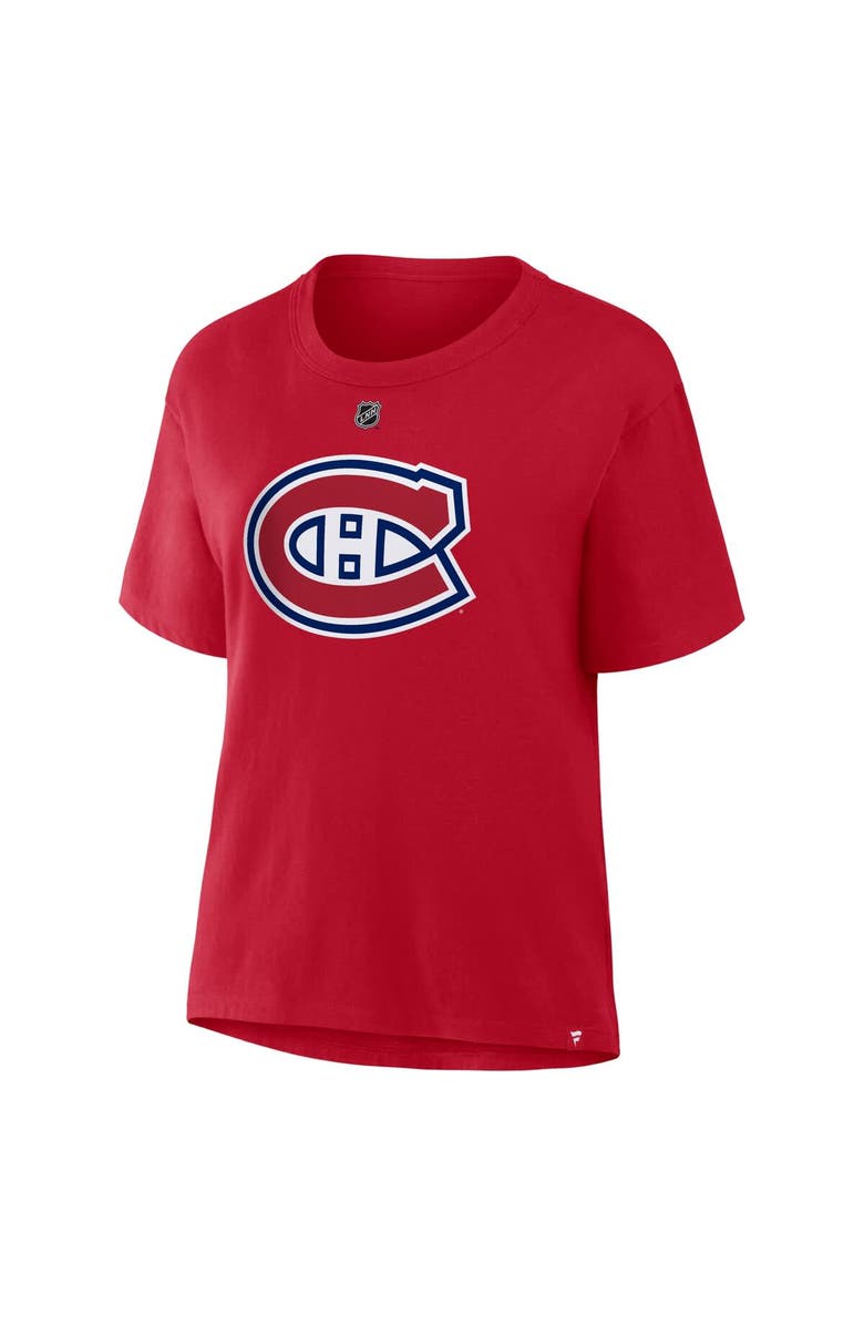 FANATICS Women's Fanatics Cole Caufield Red Montreal Canadiens Authentic Stack Name & Number T-Shirt, Alternate, color, Red