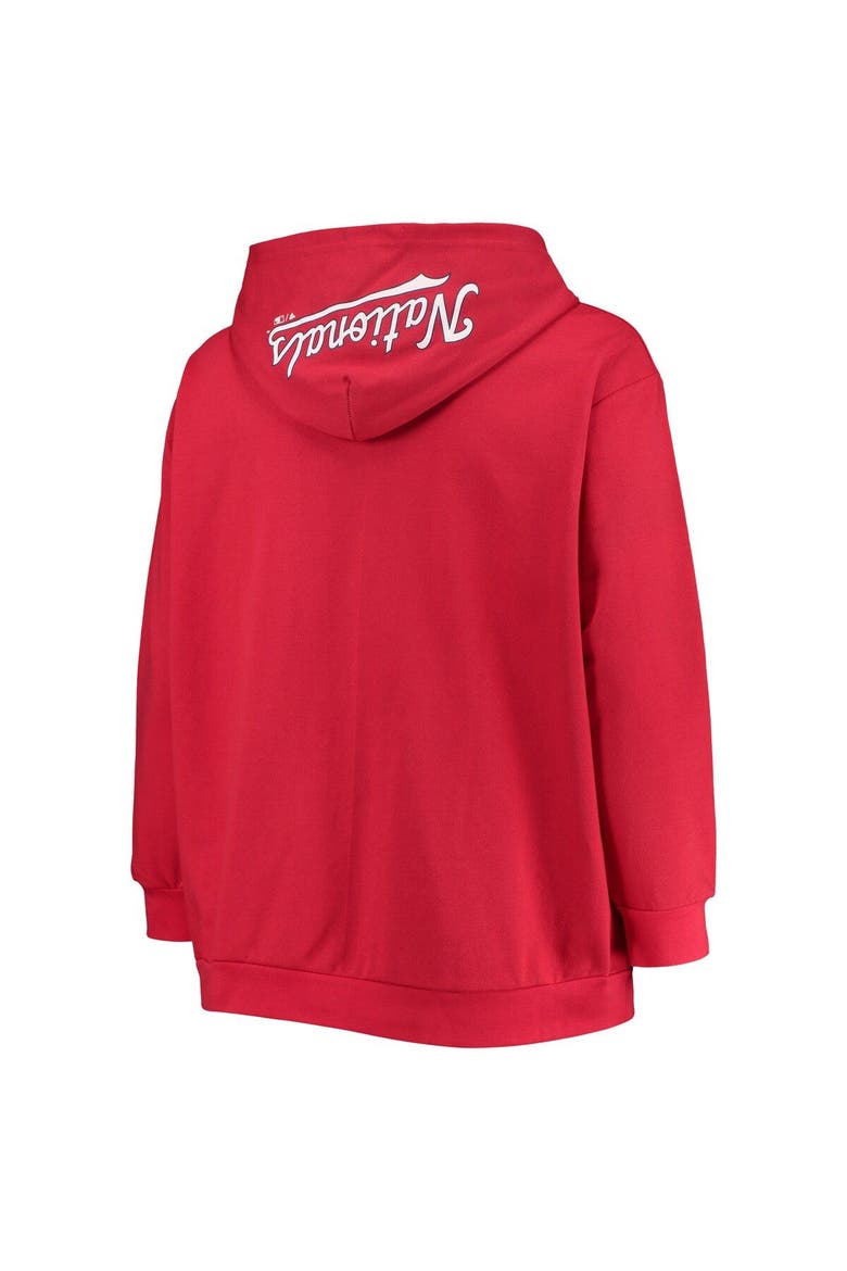 Women's Red Washington Nationals Plus Size Lace-Up V-Neck Pullover Hoodie, Alternate, color, Red