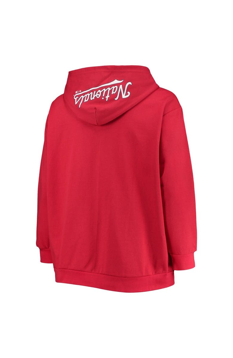 PROFILE Women's Red Washington Nationals Plus Size Lace-Up V-Neck Pullover Hoodie, Alternate, color, Red