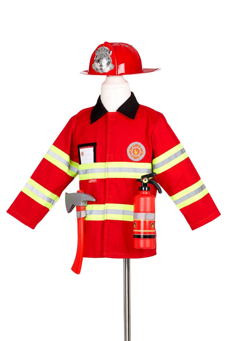 Fireman Costume Set for Children, Includes Accessories, Main, color, Red