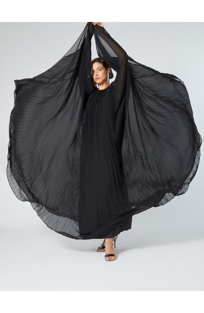 Marina Rinaldi Battage Cape Sleeve Pleated Maxi Dress, Alternate, color, 