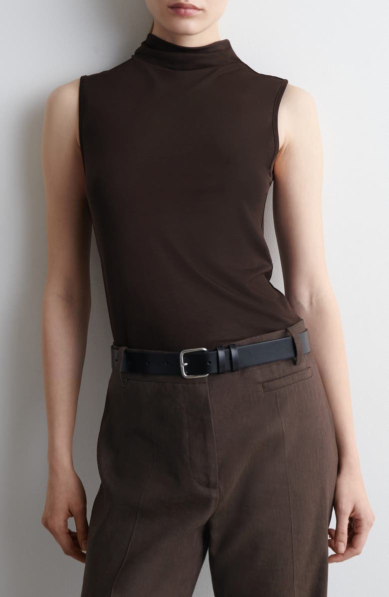 COS Drape Neck Sleeveless Top, Main, color, Brown Dark