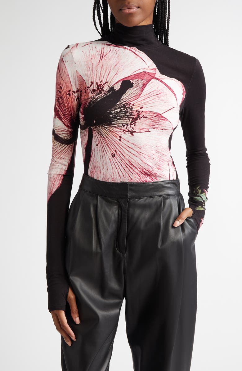 Alice + Olivia Delaina Floral Mock Neck Top, Main, color,