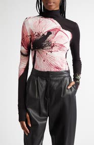 Alice + Olivia Delaina Floral Mock Neck Top | Nordstromrack