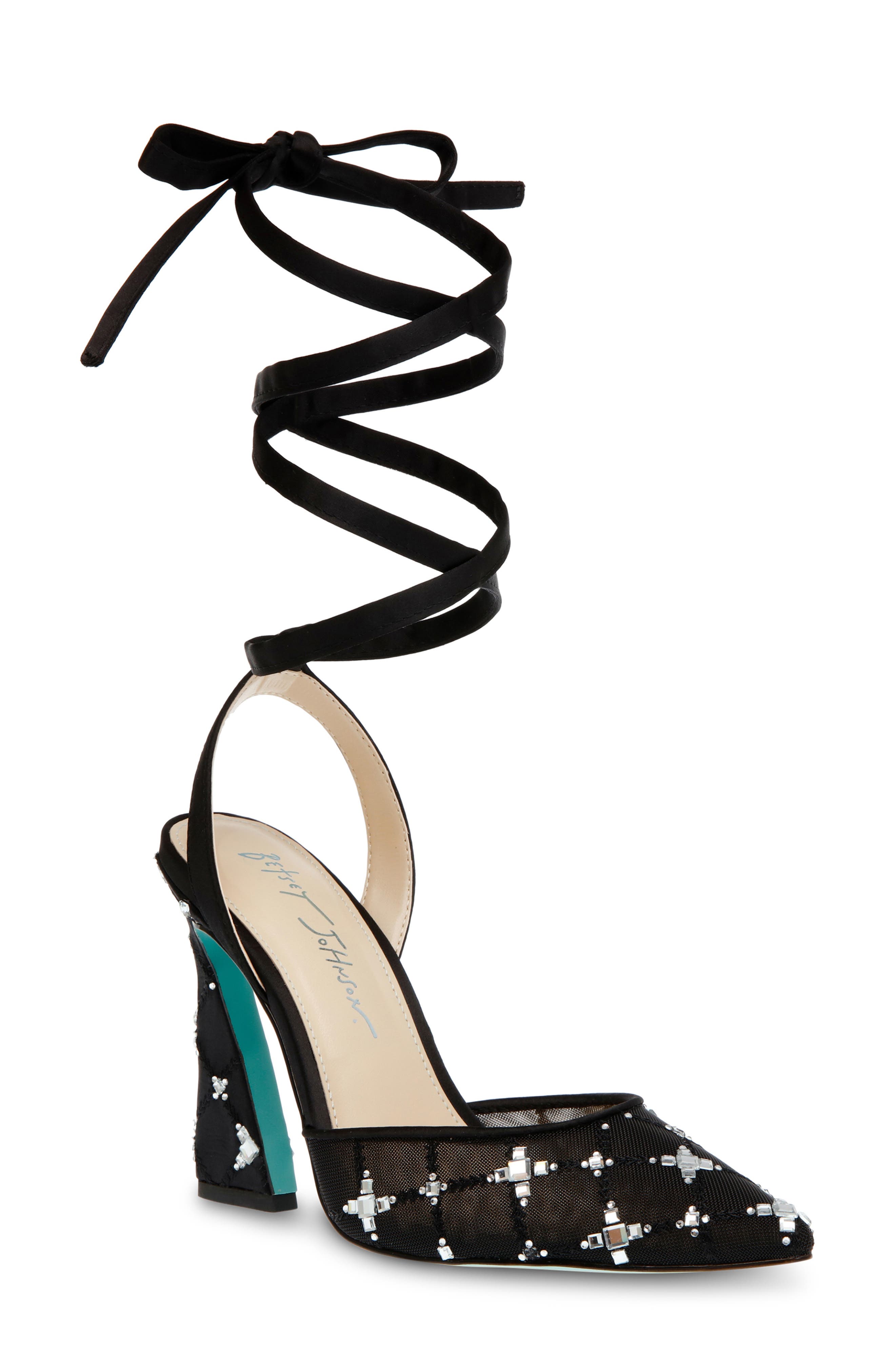 Betsey Johnson Angel Ankle Wrap Pointed Toe Pump, Main, color, 