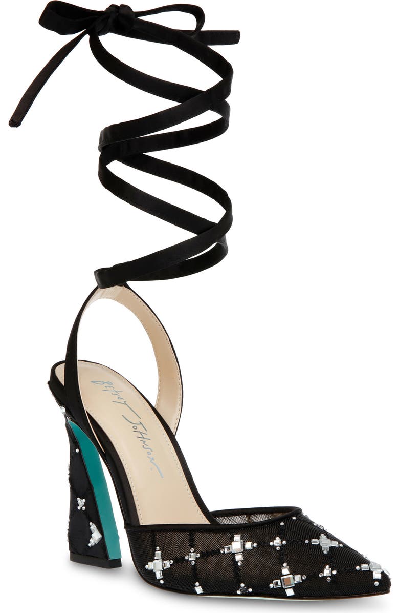 Betsey Johnson Angel Ankle Wrap Pointed Toe Pump, Main, color,