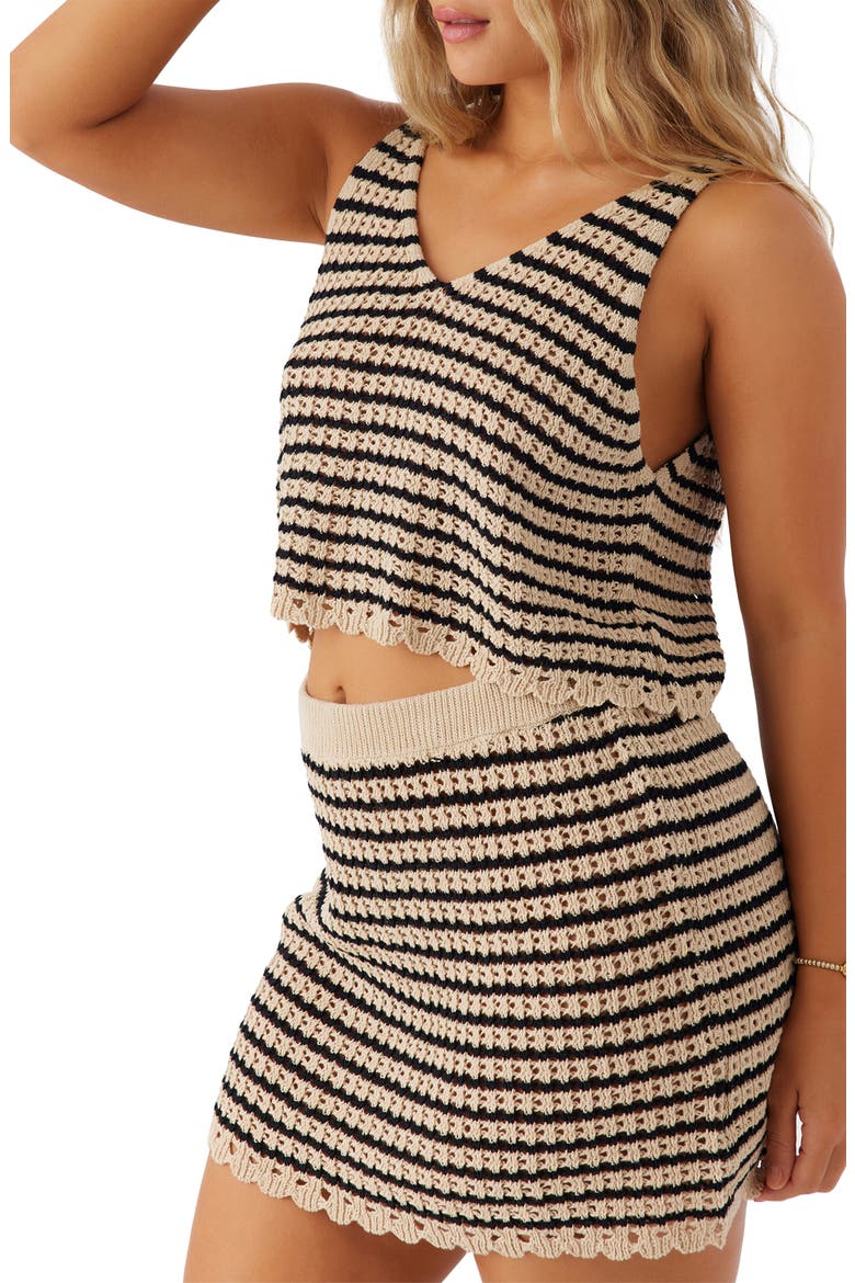 Kelsey Stripe Open Stitch Cover-Up Tank, Alternate, color, BLACK/ BEIGE