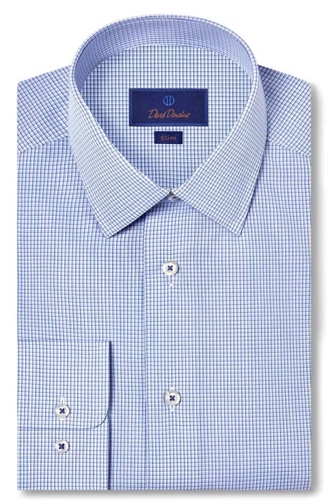Slim Fit Microcheck Cotton Dress Shirt