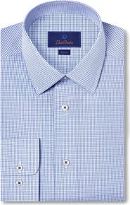 David Donahue Slim Fit Microcheck Cotton Dress Shirt