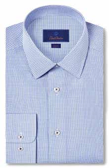 David Donahue Slim Fit Microcheck Cotton Dress Shirt