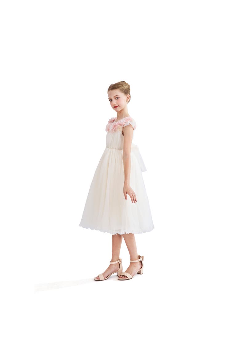 Dress with Petal Trim, Alternate, color, White