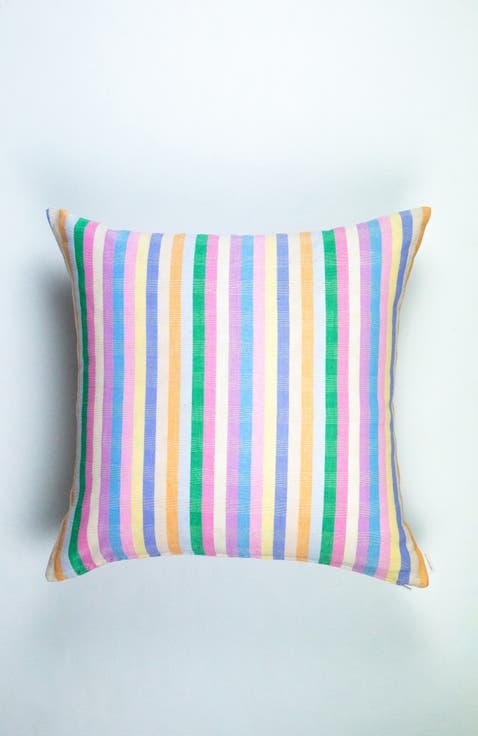 Handwoven Classic Striped Square Cotton Throw Pillow