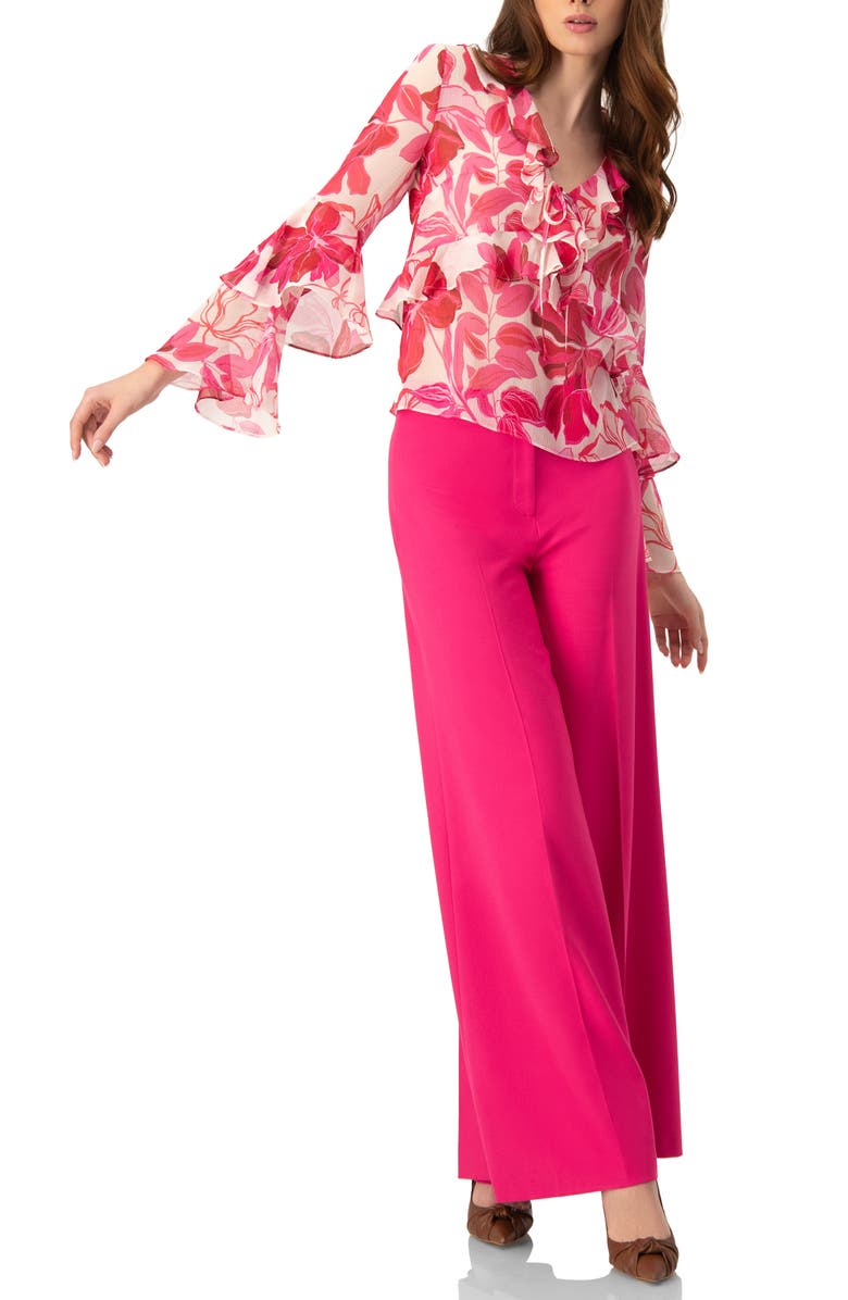 IVONNE Straight Long Sleeve Blouse with Ruffles, Alternate, color, 